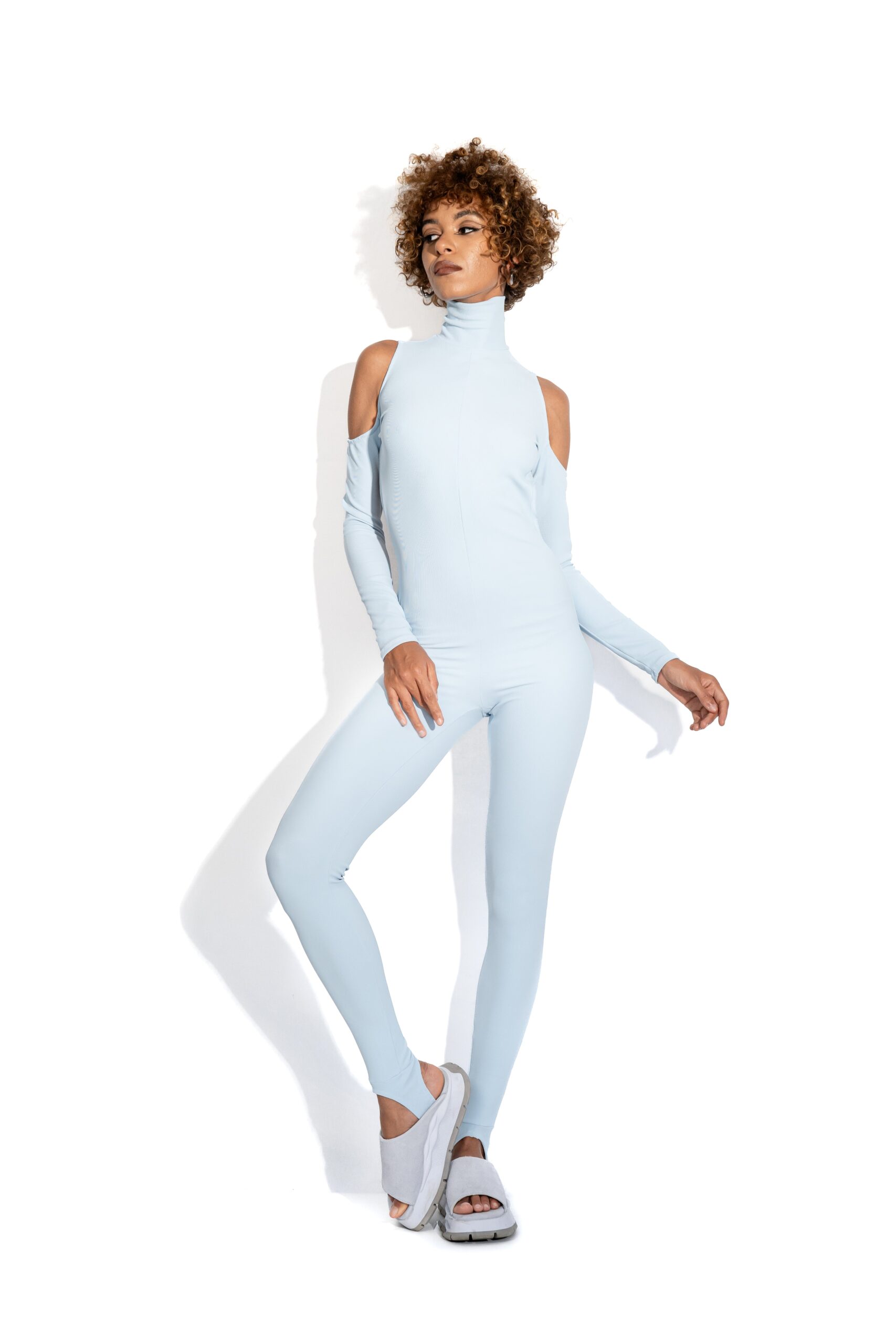 Blue grand open-back bodysuit